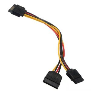 Hard Disk Power Internal Power Cables 15 Pin SATA Male To 2 Female 15 Pin Power