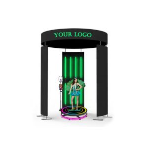 360 Photo Booth Enclosure Backdrop With LED Light Portable