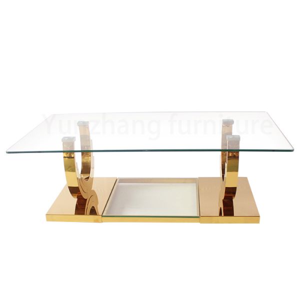 Clear Simple Design Rectangle Center Table , TV Cabinet Table For Family Use