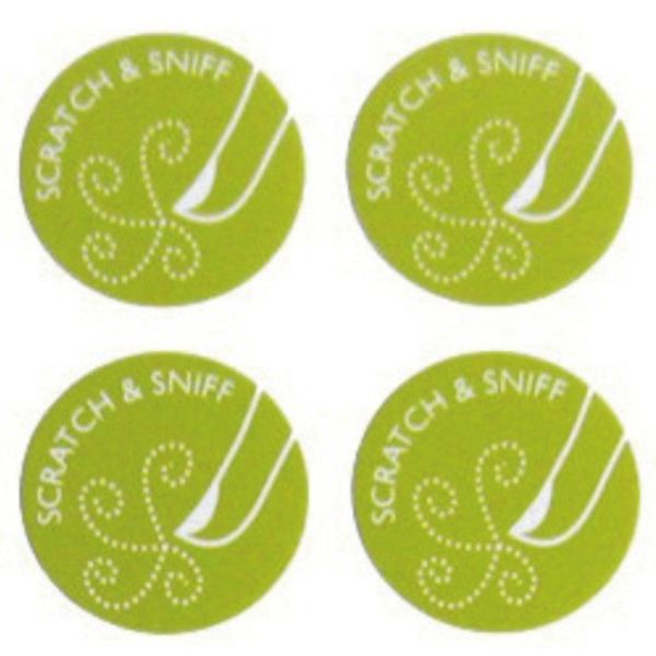 Quality Custom Fragrant Adhesive Stickers Scratch And Sniff With Scent Promotional for sale