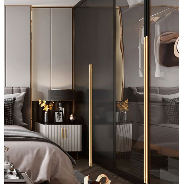 Round Head Aluminum Wardrobe Handle 100mm 200mm Customized Length L Shape