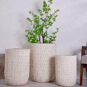 Handmade Glazed Fiber Clay Planter Pot Minimalist Indoor Desktop Design Cylinder