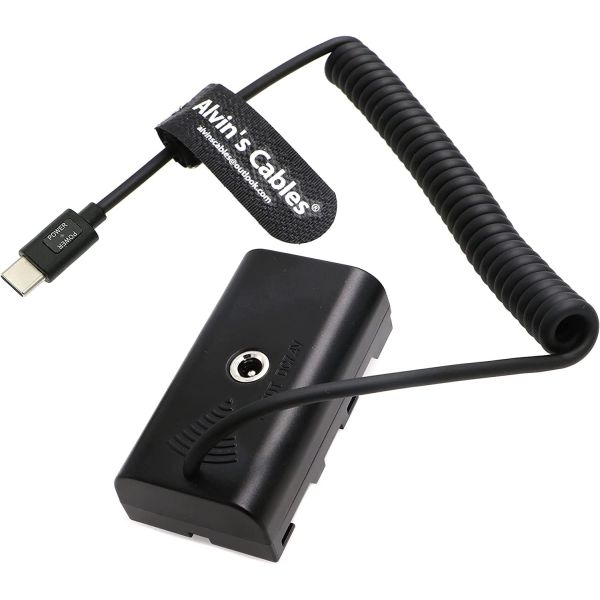Alvin'S Cables USB C Type C PD To NP F550 Dummy Battery Coiled Power Cable For