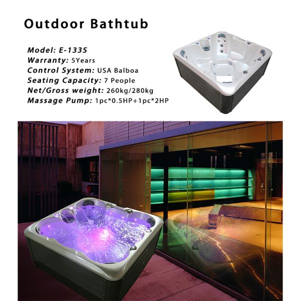 1.9m Acrylic Hot Tub with 30 Jets and Balboa Control for 6 Adults