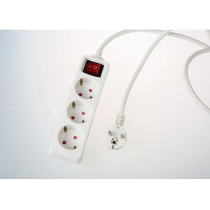 Netherlands White Power Board 3 Outlets With Switch Custom Power Code