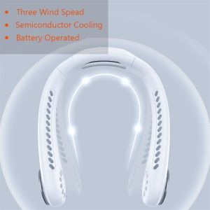 3 Speed Hands Free Neck Fan Rechargeable With Bluetooth Speaker
