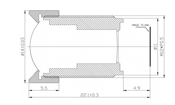 1/1.8" 4.1mm, F2.8 6 Megapixel S mount low distortion less than 1% wide angle lens CCL118041MP
