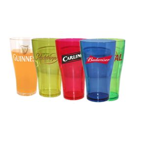 Nucleated Tulip Plastic Beer Glasses 560ml Unbreakable Polycarbonate Pint