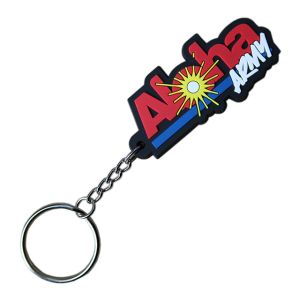 Letters Pattern Unbreakable 2D Soft PVC Keychain