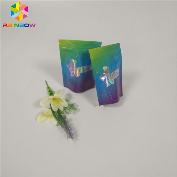 Plastic Hologram Shiny Resealable Stand Up Pouches k Runtz Bags Smell Proof