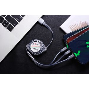 Multi USB 3 In 1 Braided Charging Cable For IPhone USB TYPE C Android Micro