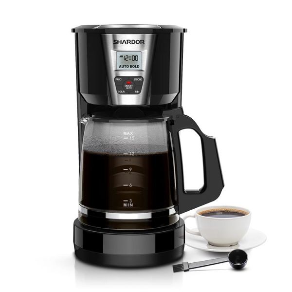 Quality Auto Pour Over Stainless Steel Drip Coffee Maker 1.8L 12 Cup Black for sale