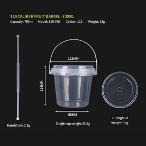 Custom Printed 12 Oz Pp Cup Clear Plastic Cups Fruit Yogurt Salad Bucket Cup