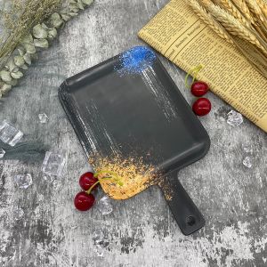 China 9.5 Inch Retangular black melamine plates With Unbreakable Handle on sale