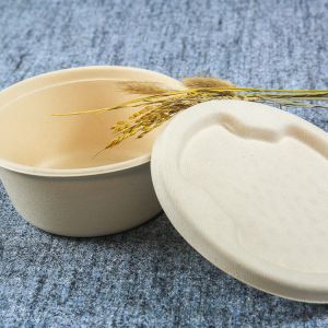 1250ml Disposable Paper Soup Bowls , Microwavable Compostable Bagasse Bowls