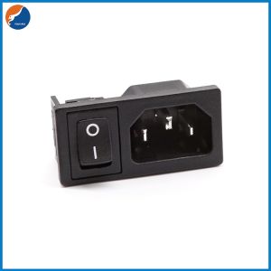 R14-B-1EB1 3P IEC 320 Plug Connector C14 Inlet Male AC Power Socket With ON OFF