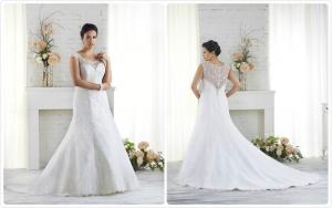Wholesale ALine Lace Low back wedding dress Plus size bridal gown#1520 from china suppliers
