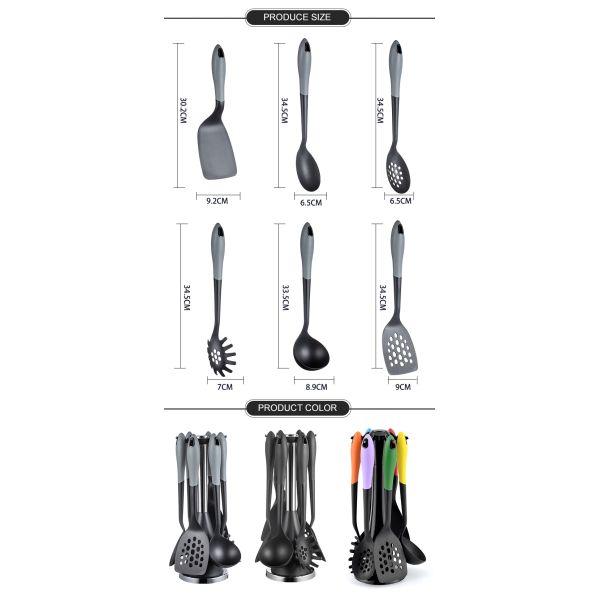 Kitchen Utensil Set with Silk Printing Logo and Durable Nylon Material