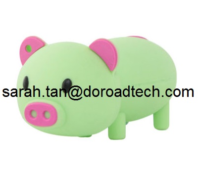 Custom Cartoon PVC Cute Pig USB Pen Drive, Hot Sale Gift USB Memory Sticks