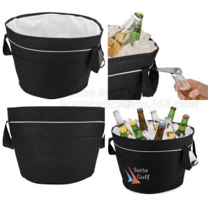 custom high quality 600d polyester 12 pack wine bottle cooler bag round cooler