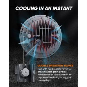 7 Inch LED Headlights with Turn Signal Amber White DRL and Black Halo Performanc