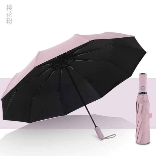 Customized Logo Printed UV Block Windproof Minimalism Style Rubber Coated Handle Umbrella