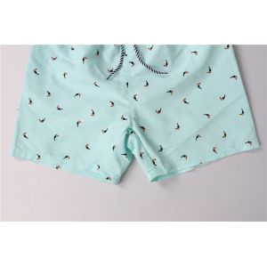 Contrast Color Waistband Hawaiian Print Swim Trunks With Mesh Brief