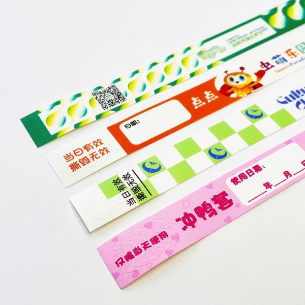 Custom Full Color Waterproof Tyvek Paper Wristbands with Snap Closure and Custom