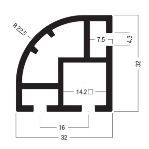S1105 32x32MM Aluminum profile for 3-way corner desk, Round aluminium profiles