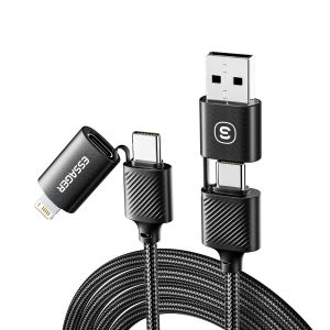 ESSAGER ES-X49 65W Usb to Type C Lightning 4 in 1 Charger Data Cable for Phone