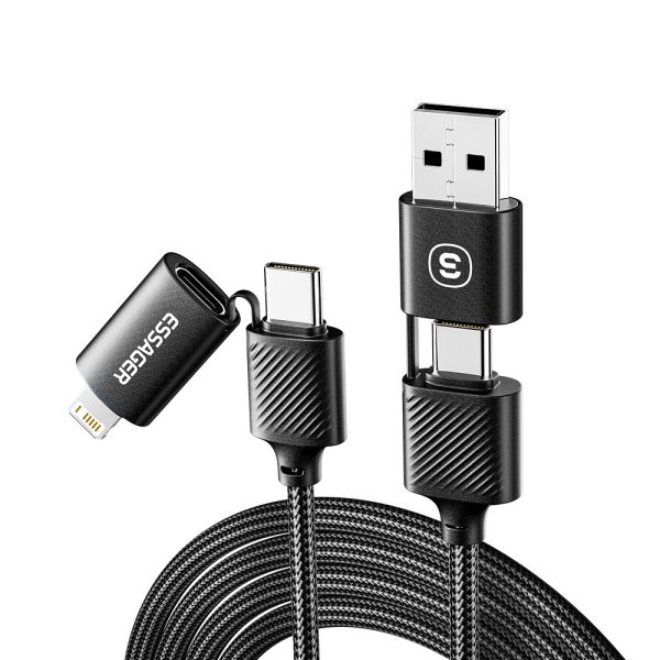 ESSAGER ES-X49 65W Usb to Type C Lightning 4 in 1 Charger Data Cable for Phone