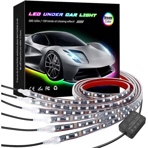 Quality 12V Car Underglow digital strip light Multi Color DIY Sound Active Function Music Mode with APP Control Remote Control for sale