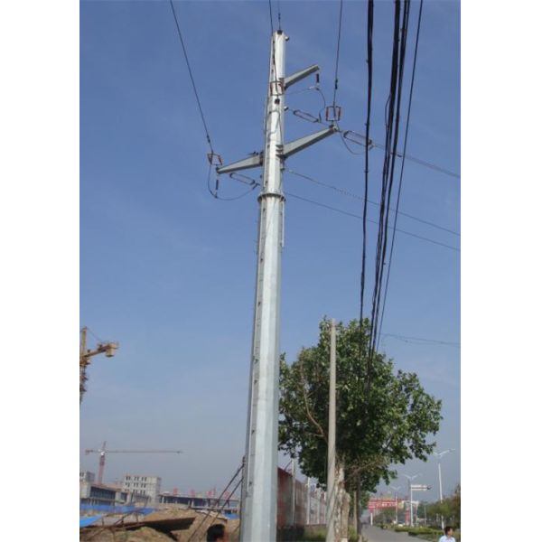 35KV Single / Double Circuits Hot Dip Galvanized Steel Pole For Electric Transmission