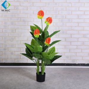 Customized Faux Potted Plants , 1m Height Potted Artificial Calla Lily