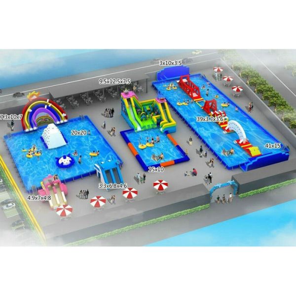 Summer Entertainment Inflatable Water Slide Park with High Frequency Welding