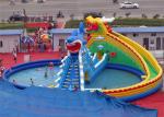 Giant dragon and shark infalatable slide with pool, water park giant slide