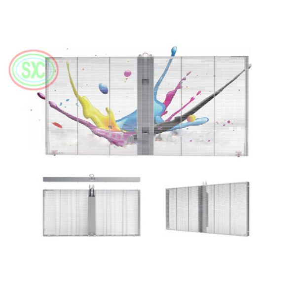 Easy installation G7.8125-15.625 Transparent mesh Led Display Glass with green