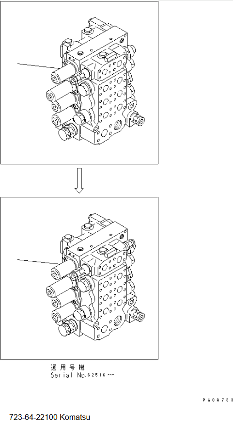 723-64-24100 Hydraulic Main Control Valve for Komatsu D65EX-15 Excavator Parts Aftermarket Original