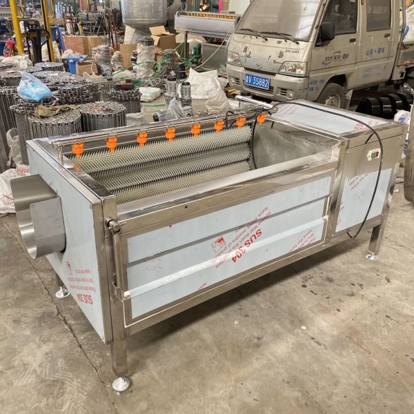 Quality 500kg/h Carrot Wool rolle Peeling Machine  Bubble Washer Vegetable And Fruit Cleaning Machine Vegetable Processing Line for sale