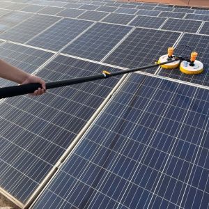 Double-Head Rotary Solar Panel Cleaning Brush with Battery Supply and Customizat