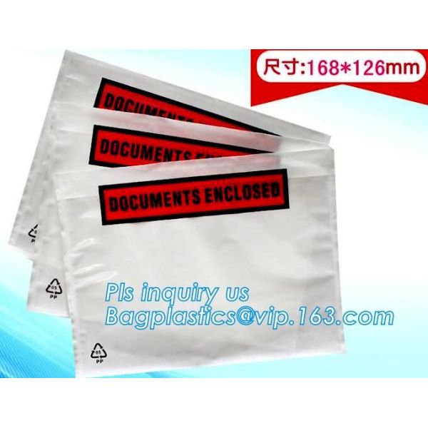 China supplier self adhesive water proof clear packing list envelope, Poly