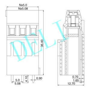2 3 Pole 10A Screw Clamp PCB Screw Down Terminal Block DL128HH--XX-5.0/5.08