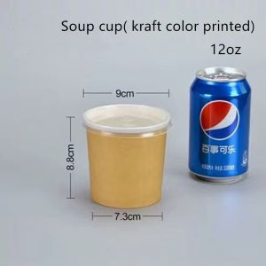 China Moisture Resistant Brown Kraft Ice Cream Cups With Transparent Lids on sale