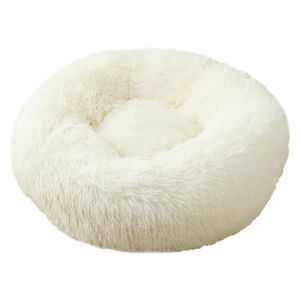 Washable Round Fluffy Pet Bed Luxury Soft Plush Cat Bed Portable