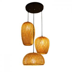 Wholesale Customized Three Head Rattan Pendant Light Lamps With Switch Control from china suppliers