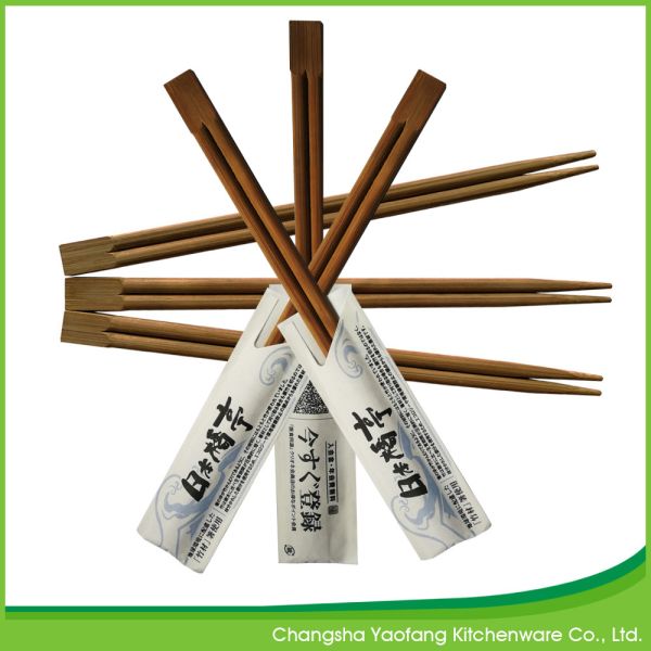 Carbonized Black Bamboo Chopsticks Disposable 24cm With Semi Closed Paper Sleeve