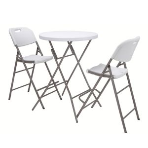 Mail Packing Portable Round Plastic Metal Folding Dining Table for Modern Design