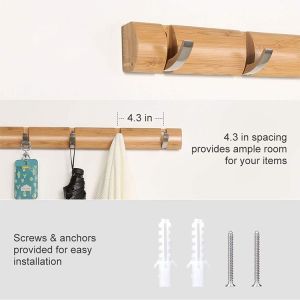 Sustainable Bamboo Coat Hooks Hat Wall Hook Wall Mounted