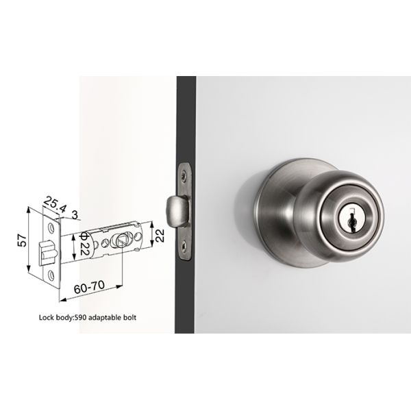 Exterior Door Cylinder Door Knobs Lock Satin Nickel Knob Lever