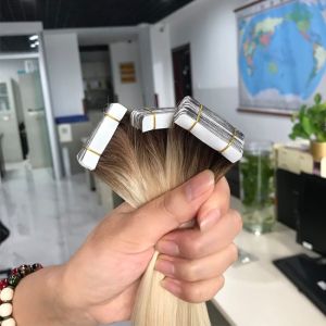 Invisible T4/60# Color Straight Premium Cuticle Aligned Tape in Human Hair